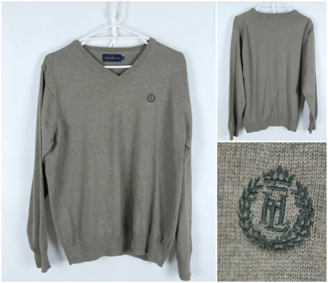 Maglione pullover da uomo Henri Lloyd taglia grande vintage marrone manica lunga