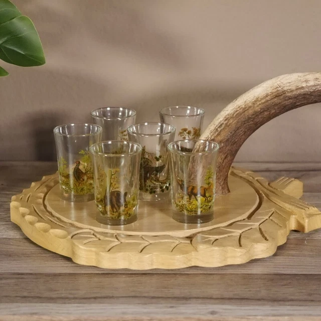 Aguardiente Proveedor Tallado Schnapsbrett H13 CM Ciervo Barra Cornamenta Manija 2