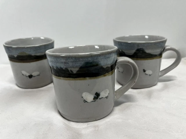 Highland Stoneware Scotland Sheep Landscape Mugs *Lot Of 3* GUC
