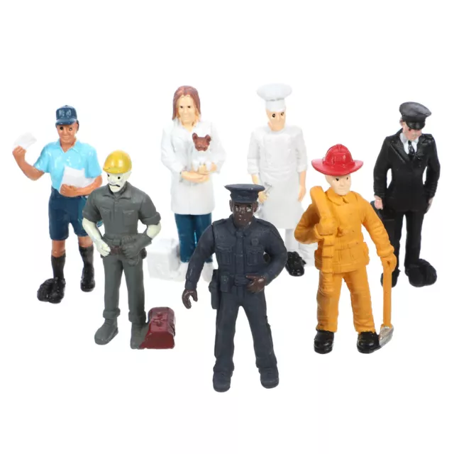 Set giocattolo statuetta costruzione, posta e vigili del fuoco per casa delle bambole-
