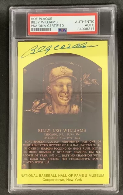 Billy Williams Signed Gold HOF Plaque Postcard Yellow Cubs Autograph PSA/DNA