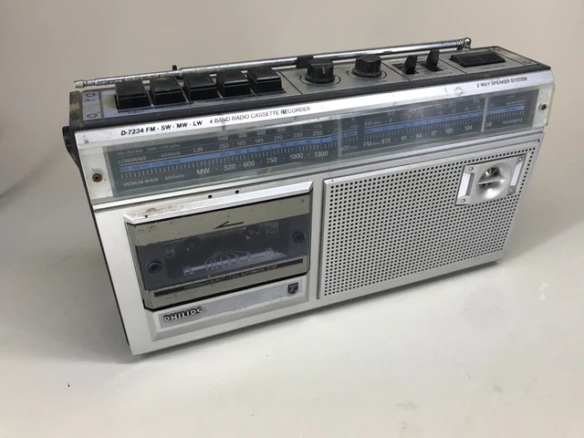 PHILIPS D.7234.FM.SW.MW.LW 4 band radio cassette recorder / 2 Way speaker system