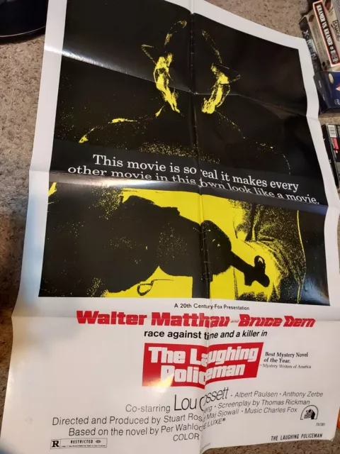 The Laughing Policeman 1973 Vintage Movie Poster WALTER MATTHAU LOUIS GOSSETT JR