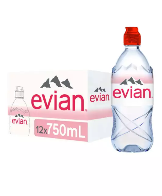 Evian Natural Mineral Water, 12 x 750ml Bottles