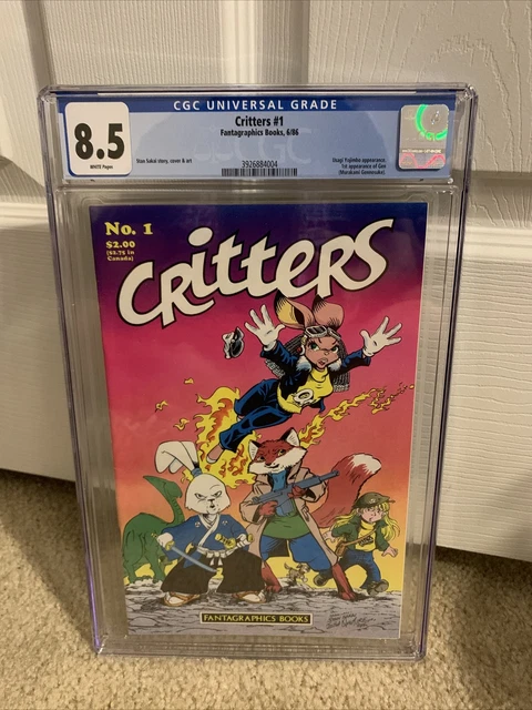Fantagrapgics Books Critters Issue# 1 CGC 8.5 Usagi Yojimbo 1986 White pages