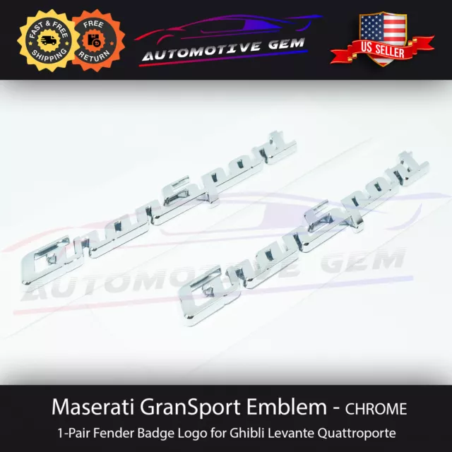 Maserati GranSport Emblem Chrome Fender Letter Badge Logo OEM Quattroporte