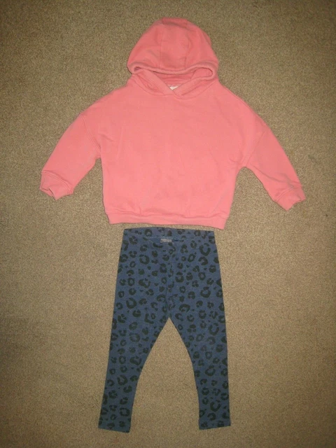 Next Girls Leggings & Hooded Jumper Top - 2 Piece Outfit Set Bundle - 3 Years