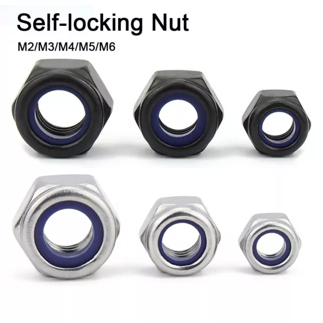 10pcs M2 M3 M4 M5 M6 Self-locking Nut Hex Nylon Insert Lock Nut  Fastener
