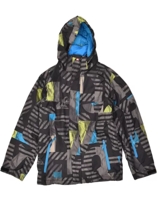 QUIKSILVER Boys Graphic Hooded Windbreaker Jacket 13-14 Years Black OZ20