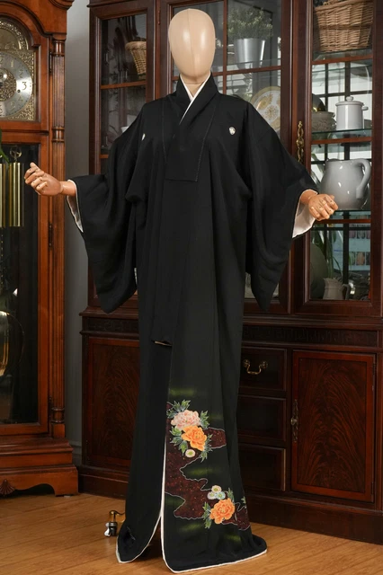 Dear Vanilla Japanese Silk Tomesode Kimono Women's Authentic Japan Made Vintage