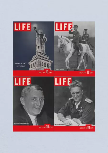 Life Magazine Lot of 4 Full Month of June 1940 3, 10, 17, 24 WWII ERA