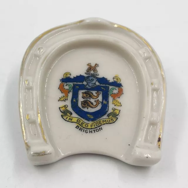 Vintage Alexandra Crested China Souvenir Model Of Horseshoe - Brighton Crest