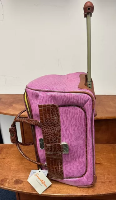 New Samantha Brown Rolling Embossed Baby Croc Wheeled Weekender Radiant Orchid