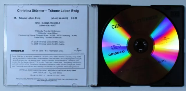 Christina Stürmer Träume Leben Ewig GER Adv 1-Track CDR Single 2008