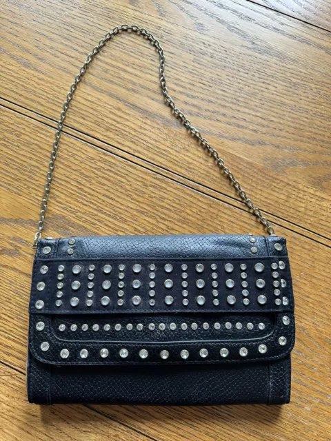 RIVER ISLAND BLACK hand Bag With Deractable Chain strap 12.00