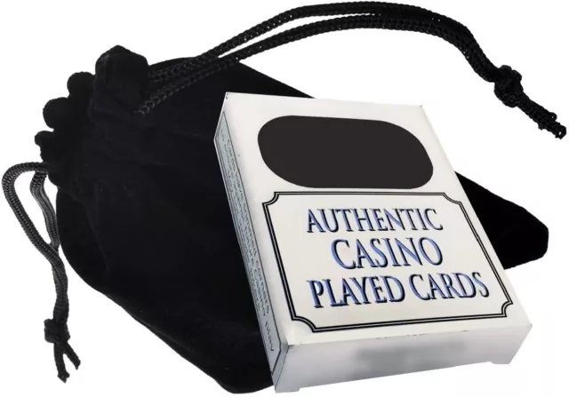 Binion's Las Vegas Downtown Casino Table-Played Playing Cards Blue + Black Pouch 3