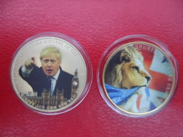 BORIS JOHNSON BREXIT 30th Jan. 2020 GOLD plated/coloured commemorative coin  NEW