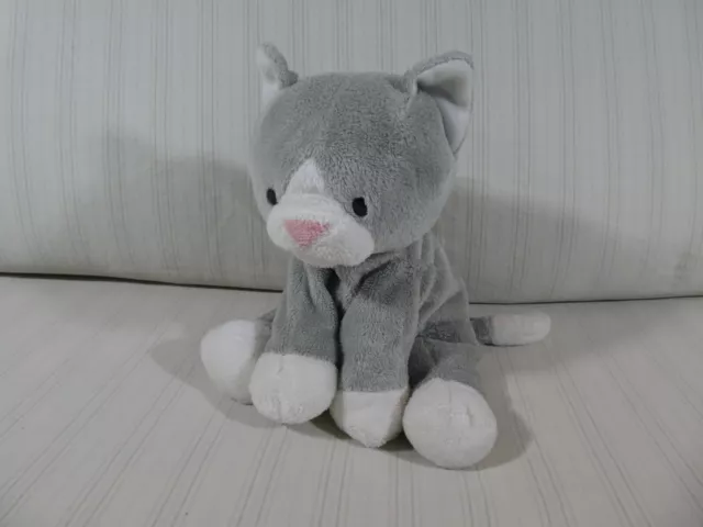 TY Pluffies Pursley Gray & White Kitty Cat Stuffed Beanbag Plush 9” 2010 A1