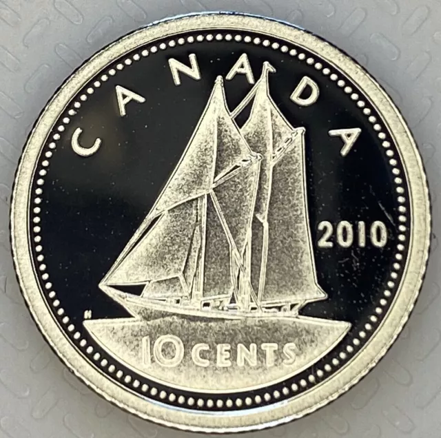 2010 Canada 10 Cents Proof Silver Dime Heavy Cameo Coin