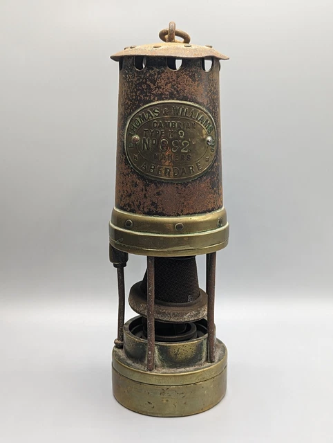 E. Thomas & Williams No.9 Miners Lamp - Welsh, Cambrian, Brass, Steel, Aberdare