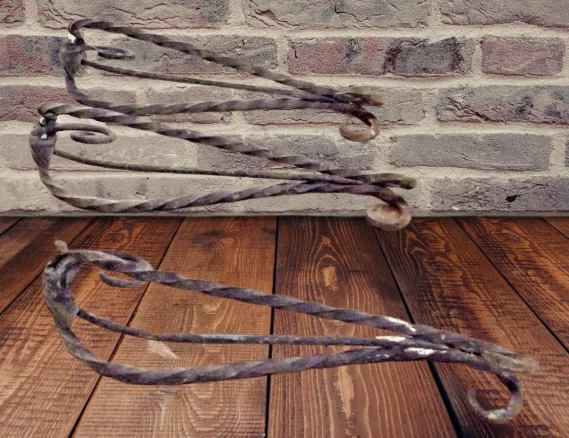 1 Antico Piede con Forma Ornamento Avvolto Colonna Calcio Wrought Iron Ornamento