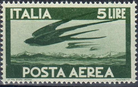 1945 italia repubblica Posta Aerea Ruota Democratica £ 5