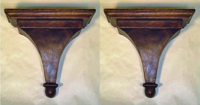 Stratford Decorative Wood Wall Bracket Pair - Wood Wall Shelves