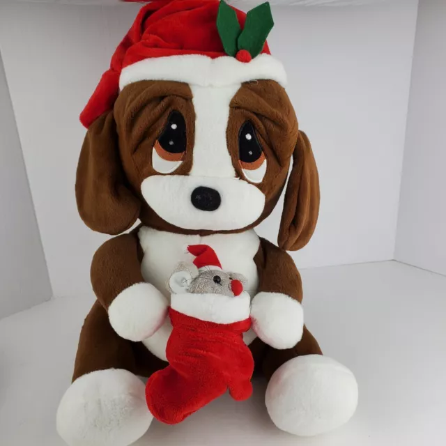 Christmas Sad Sam & Honey Plush 18” Large Size Dog Holiday Stocking Hat Dan Dee