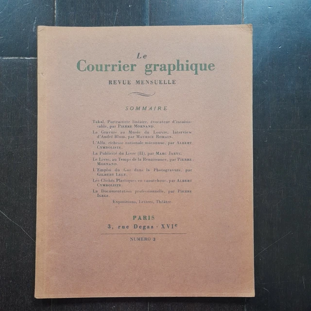 Le Courrier Graphique Revue Des Arts Graphiques N° 3 1937 Takal Louvre