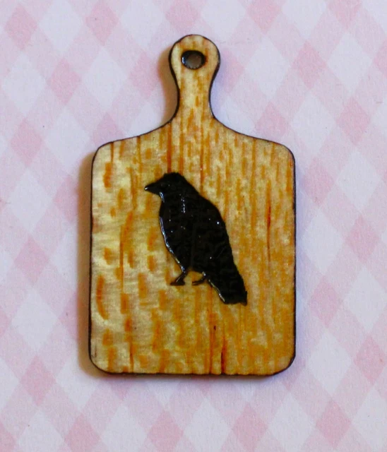 Original OOAK Miniature Dollhouse Halloween Raven Cutting Board N Woolmer