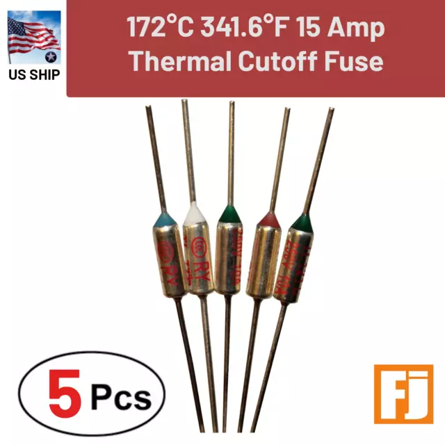 5 Pieces Thermal Fuse Cutoff RY TF | 172°C 341.6°F | 15Amp | 250V A31 | US Ship