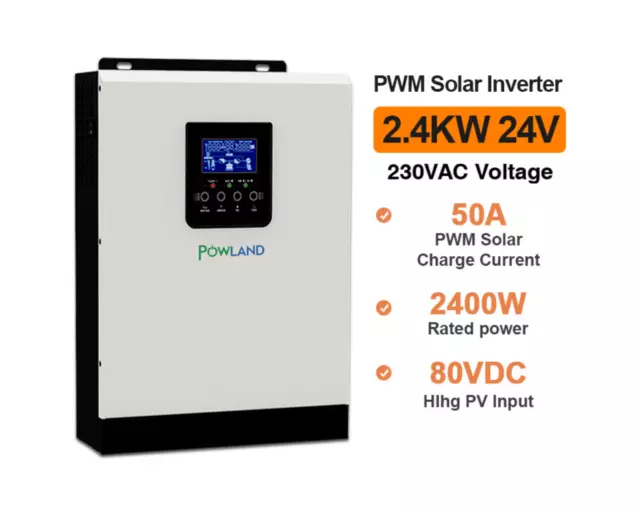 Onduleur hybride multifonction 2400W/4000W, onduleur solaire à onde  sinusoïdale pure pour système solaire domestique, redémarrage automatique