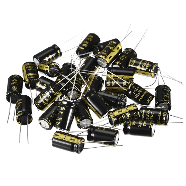 Radial Condensateur électrolytique 1000uF 25V 105°C Vie 2000H 10x17mm noir 30 pc