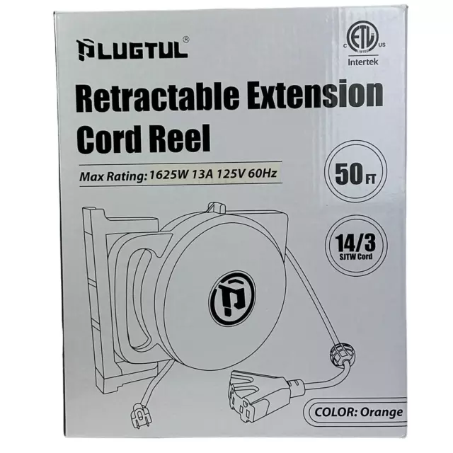 50ft Retractable Extension Cord and Reel NEW