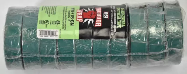 Lot of 10 NSI Industries Warrior Wrap Green General Electrical Tape Rolls