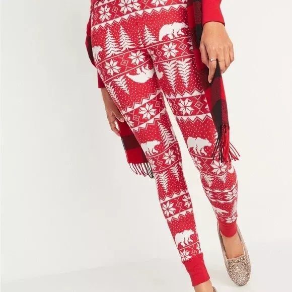 NWT OLD NAVY Fair Isle Snowflake Thermal Knit Pajama Leggings Pants Women  XL $17.99 - PicClick