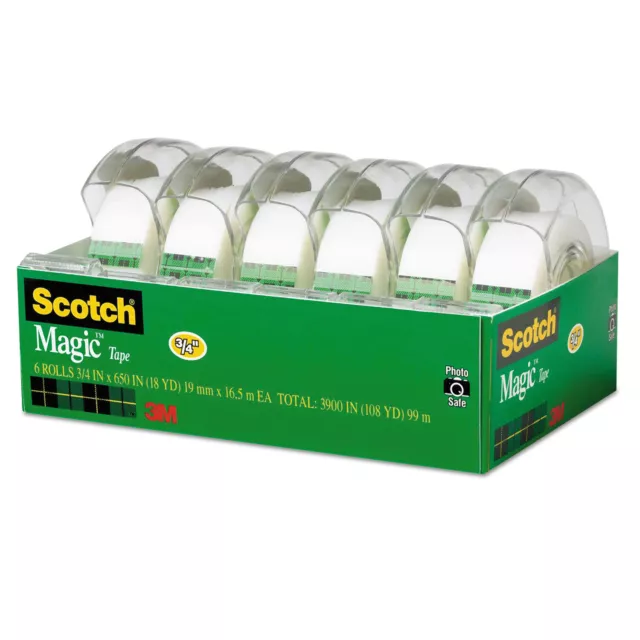 Scotch Magic Tape & Refillable Dispenser 3/4" x 650" 1" Core Transparent 6/Pack