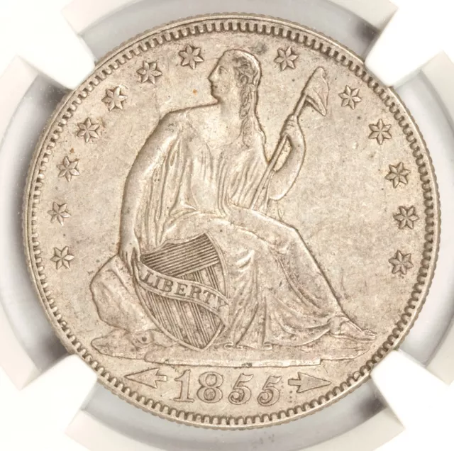 1855/54 Seated Liberty Half Dollar NGC AU53 Great Overdate!  #CDU5
