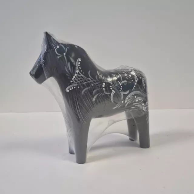 Nils Olsson Dala Horse - Wooden Ornament - 16cm - Black Patterned