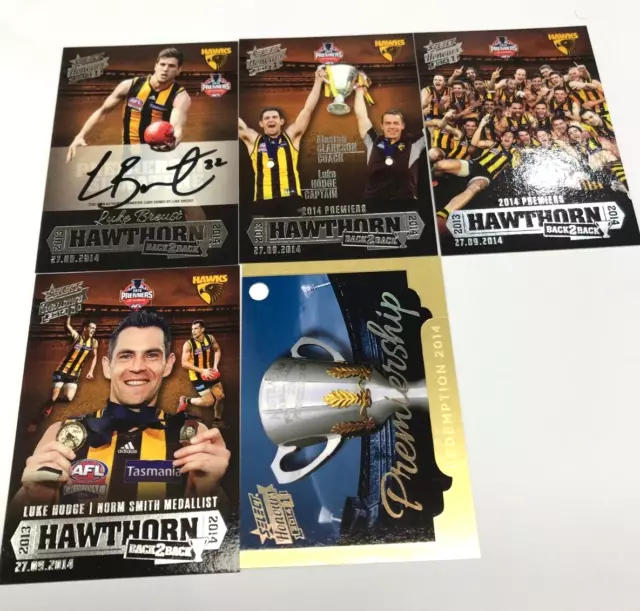 2014 AFL Honours Series Hawthorn Premiership L.E 3-card set+ L. Breust Signature