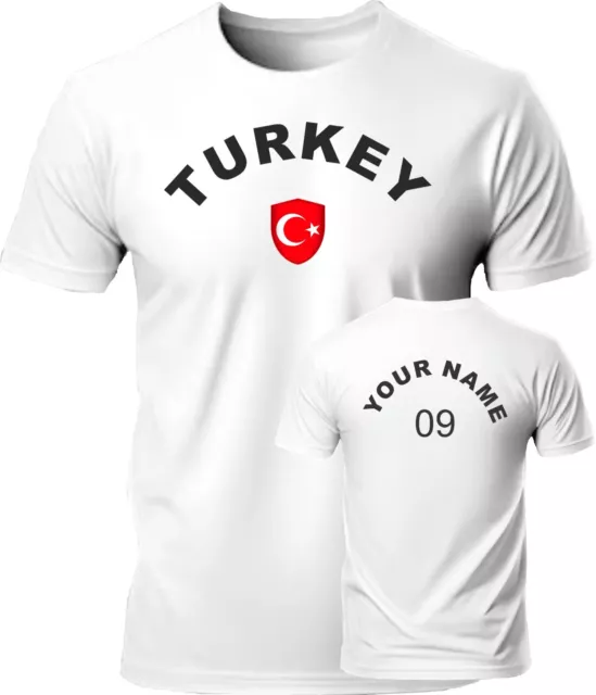 Personalizza T-shirt Calcio Turchia Appassionati di Calcio Costume Sport Bandiera Distintivo Top