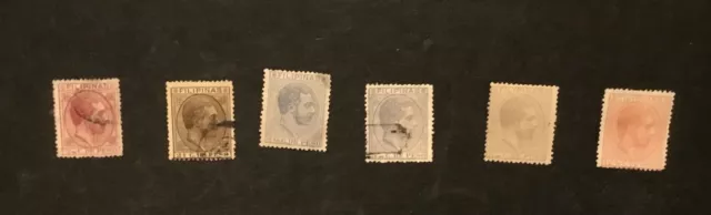 Philippines stamps. Group of 6 used stamps, 5 values from Aphonso XII era