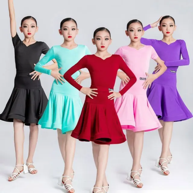 Latin Dance Costume for Professional Competition; Girls' Large Swing Dress