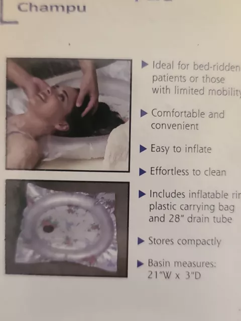 Kit de champú de cama inflable DMI cuidado personal portátil 21x3 Duro-Med