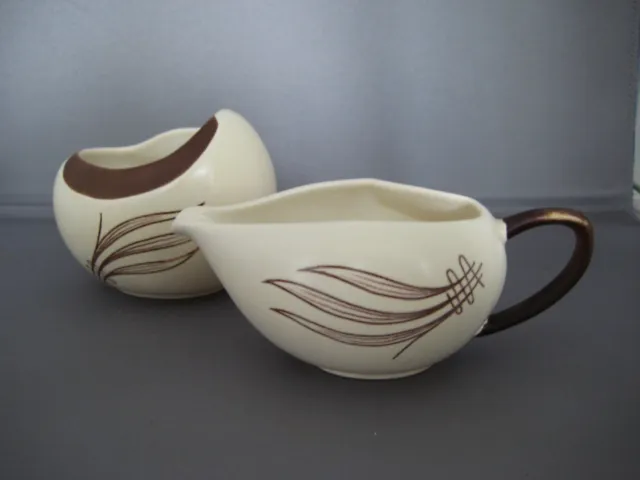 Carlton Ware Australian Design Windswept Brown Small Milk Jug and Sugar Bowl