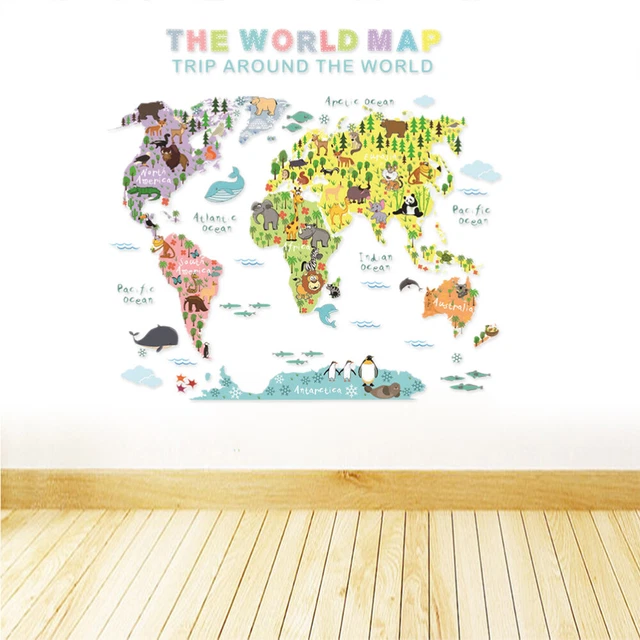 Carta da parati per Bambini Mappa del mondo per bambini, spettacolo aereo n. u60128 - Comprare carta parati per bambini in
