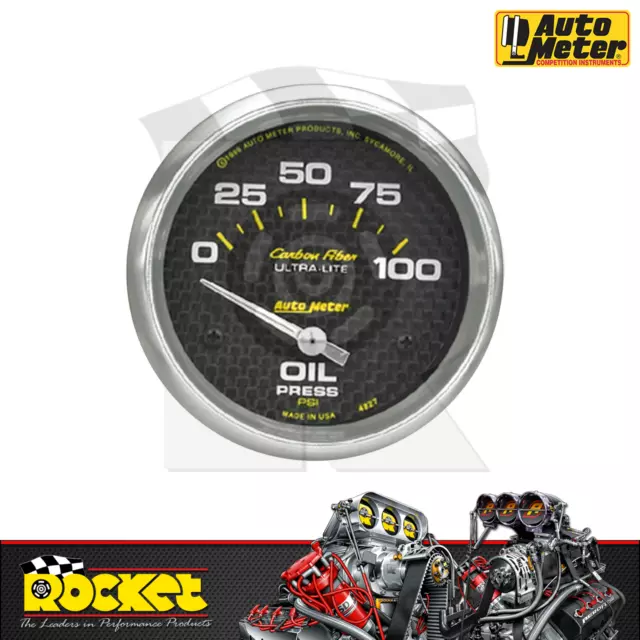 Auto Meter Carbon Fiber 2-5/8 Oil Pressure Gauge 0-100PSI - AU4827