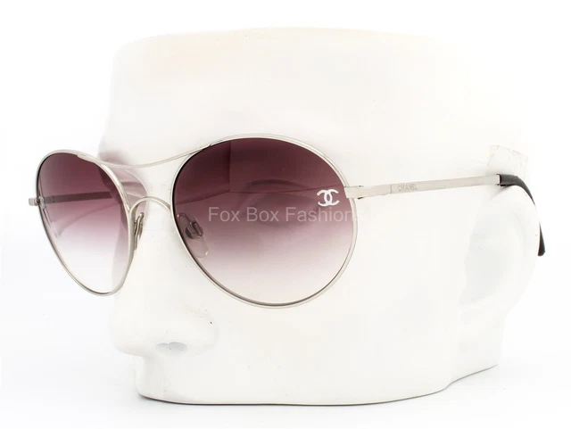 Chanel 4190TQ 124/3P Sunglasses Polished Silver w/ Pink Lens w/case