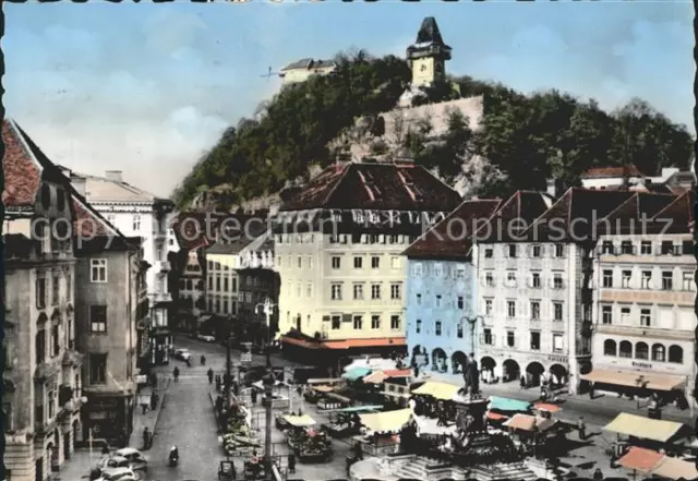71812587 Graz_Steiermark Hauptplatz mit Schlossberg Graz_Steiermark