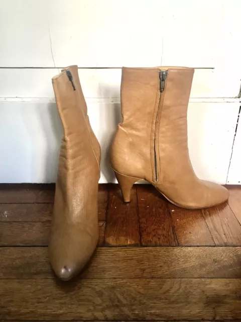 Barney's Co Op Tan Leather Ankle Boots Size 7.5